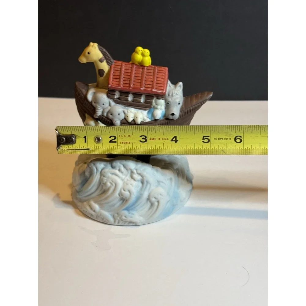 Vintage Ceramic Noah's Ark Musical Box Brahms Lullaby 6